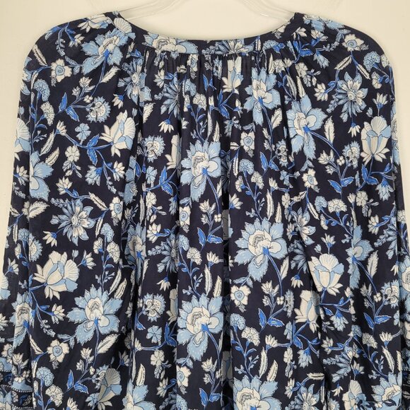 Vineyard Vines Thalia Floral Blouse Long Sleeve Relaxed Lightweight Blue Size S - Picture 5 of 9